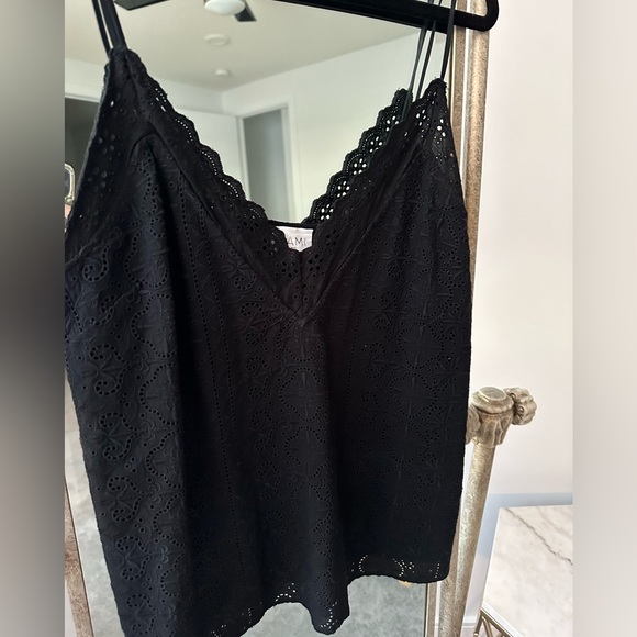 NYC Cami black tank with lace and embroidery detail - Picture 2 of 3